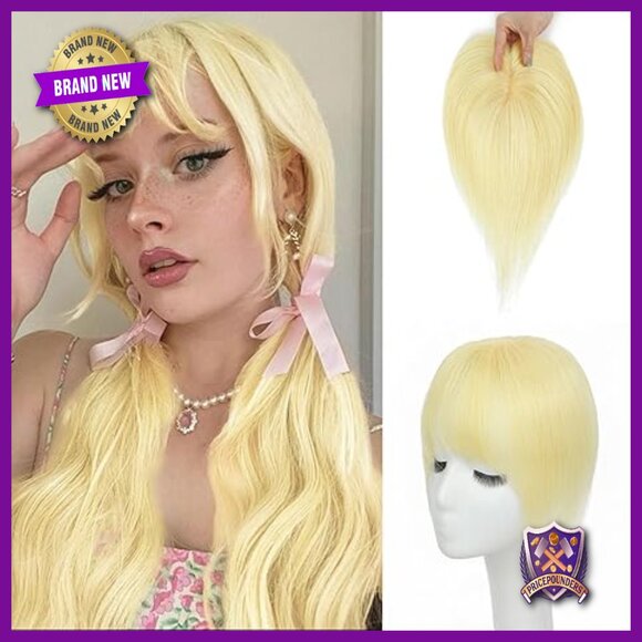 Real Human Hair Topper with Silk Base & Bangs for Thinning Hair main image 5